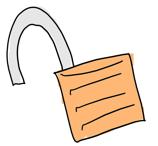 Hand drawn image of an unlocked lock