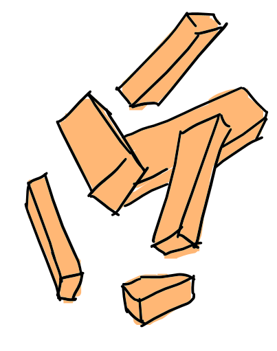 Hand drawn image of a stack of jenga blocks tipping over