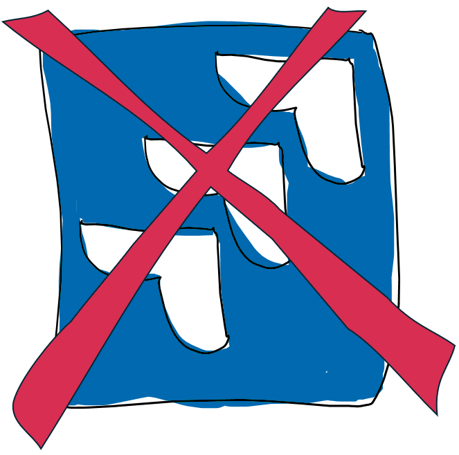 Hand drawn image of the Jira icon with an X over it