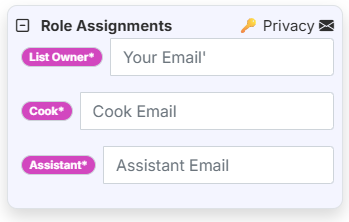 Image of 3 role assignments needing emails in a workflow made from simple text