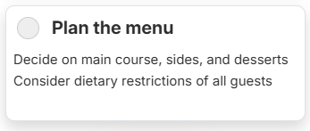Image of a task not showing the text comments in a workflow made from simple text