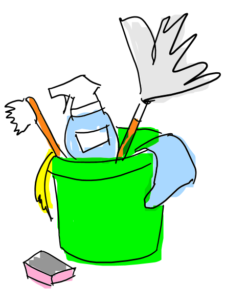 Hand drawn image of cleaning supplies