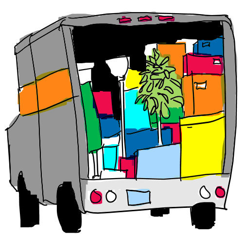 Hand drawn image of an open moving box