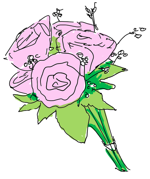 Hand drawn image of a wedding bouquet